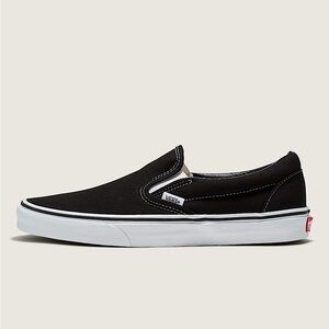 Vans Men's Black and White Slip-On Loafers